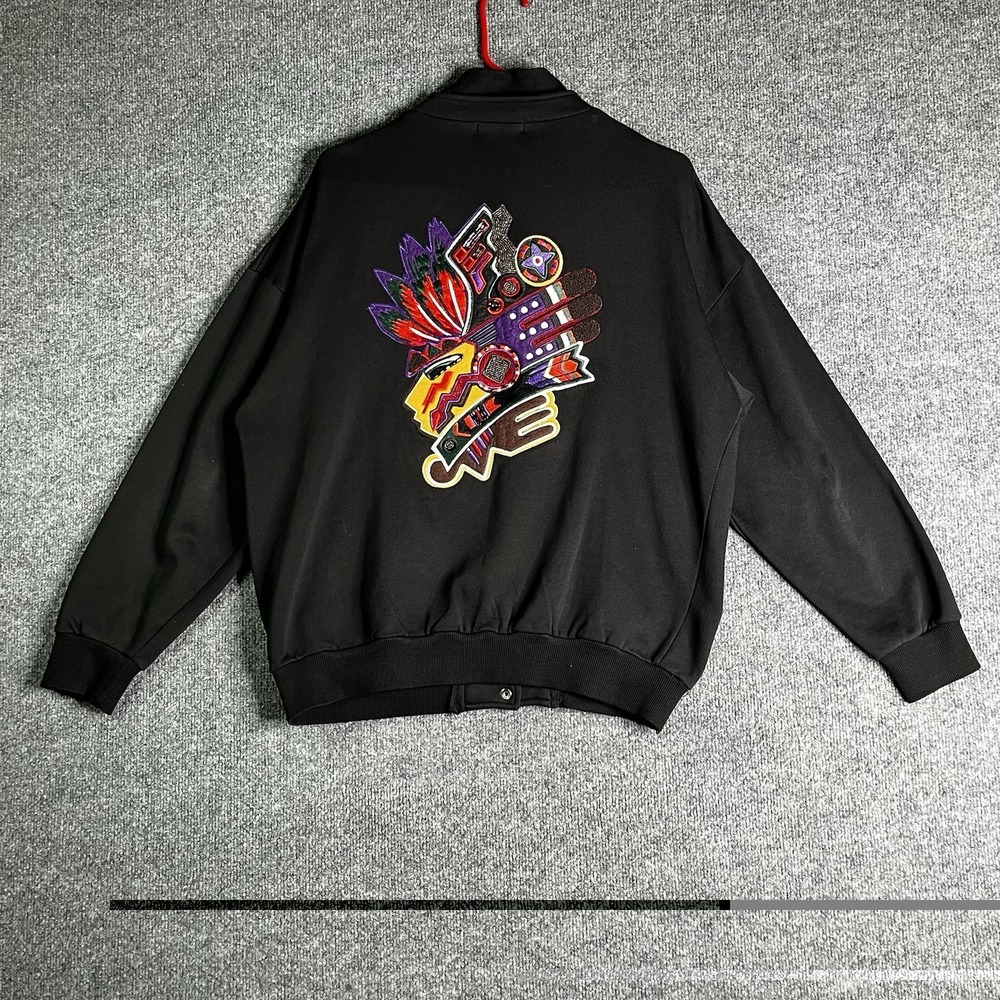Vintage Kansai Yamamoto Varsity Jacket‎ S/M Black Japan Beads Art RARE 70s